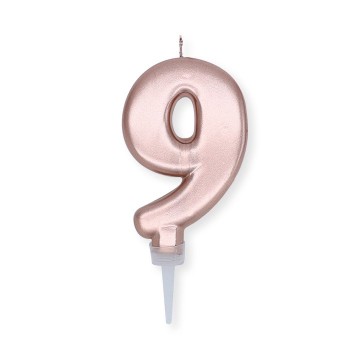 Candelina per torta "Plump" metallizzata Cm. 10 - Rosa Gold - Nr. 9