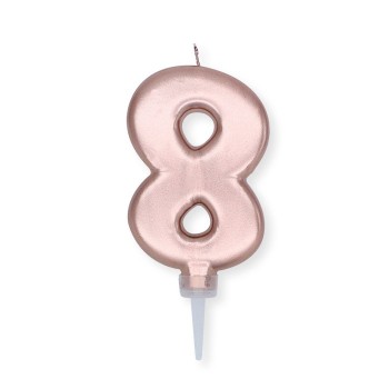 Candelina per torta "Plump" metallizzata Cm. 10 - Rosa Gold - Nr. 8