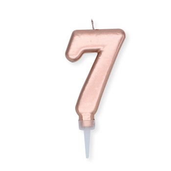 Candelina per torta "Plump" metallizzata Cm. 10 - Rosa Gold - Nr. 7
