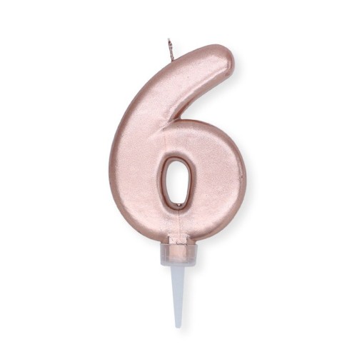 Candelina per torta "Plump" metallizzata Cm. 10 - Rosa Gold - Nr. 6