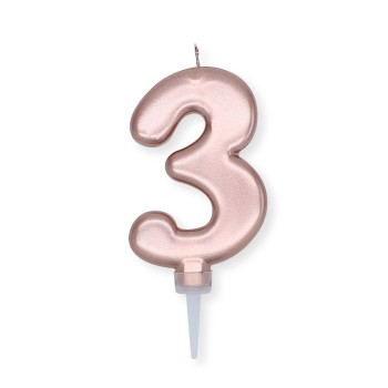 Candelina per torta "Plump" metallizzata Cm. 10 - Rosa Gold - Nr. 3