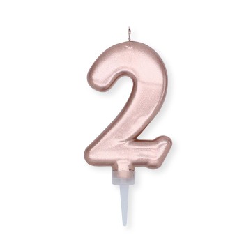 Candelina per torta "Plump" metallizzata Cm. 10 - Rosa Gold - Nr. 2