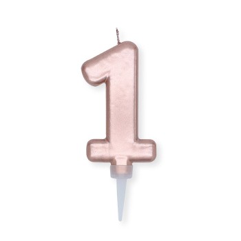 Candelina per torta "Plump" metallizzata Cm. 10 - Rosa Gold - Nr. 1