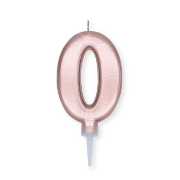 Candelina per torta "Plump" metallizzata Cm. 10 - Rosa Gold - Nr. 0