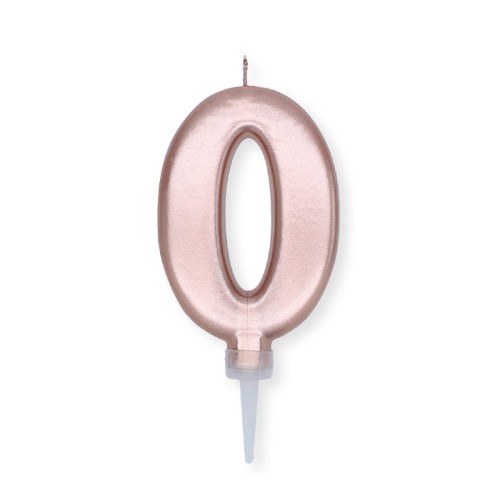 Candelina per torta "Plump" metallizzata Cm. 10 - Rosa Gold - Nr. 0