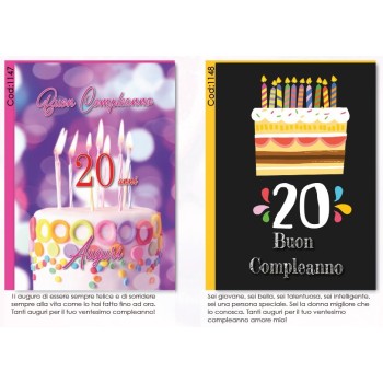 Biglietto auguri classico Buon Compleanno 20 anni