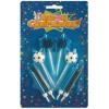 Candeline per torta calcio nero / azzurro - Blister 8 pezzi