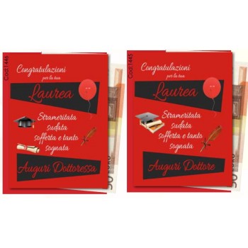 Biglietto auguri classico Laurea con portasoldi 2