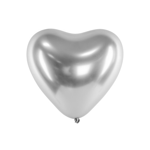 Palloncini lattice cuore cromato Glossy Cm. 27 - Silver - Blister 50 pezzi