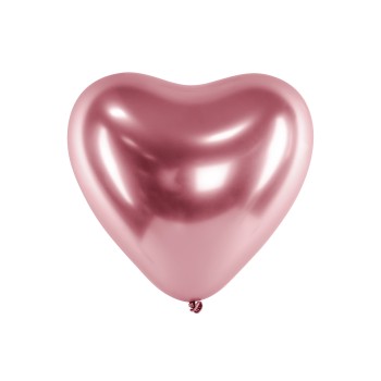 Palloncini lattice cuore cromato Glossy Cm. 27 - Rosa Gold - Blister 50 pezzi