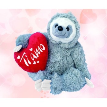 Peluche soft Love Bradipo Cm. 40 con cuore cm. 25