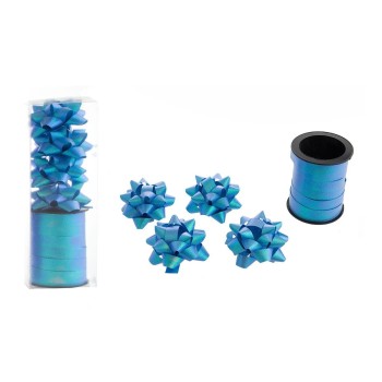 Set confezionamento con nastrino e 4 coccarde - Blu