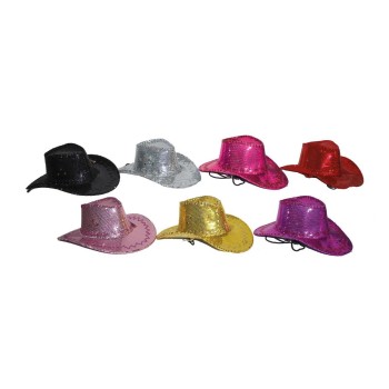 Cappello cowboy donna con paillettes - Colori assortiti
