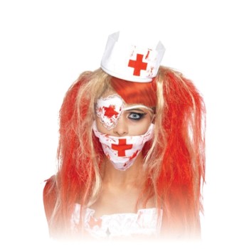 Set infermiera horror insanguinata - Cappellino + mascherina + benda