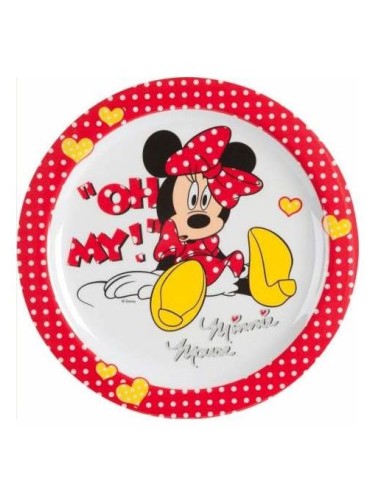 Piatto piano melamina Minnie rosso Cm. 22