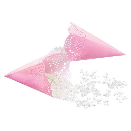 Conetti portariso merlettati Cm. 17 - Blister 12 pezzi - Rosa