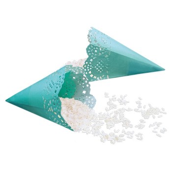 Conetti portariso merlettati Cm. 17 - Blister 12 pezzi - Acqua Marina