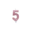 Candelina per torta glitterata Rosa Gold Cm. 9 - Nr. 5
