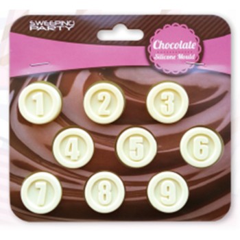 Stampo in silicone per cioccolatini Rotondi numeri - Colori assortiti