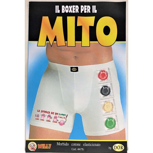 Boxer uomo elasticizzato umoristico sexy - Mito - Profilattici non compresi