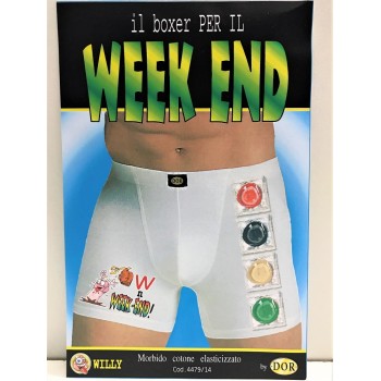 Boxer uomo elasticizzato umoristico sexy - Week-end - Profilattici non compresi - Taglia unica