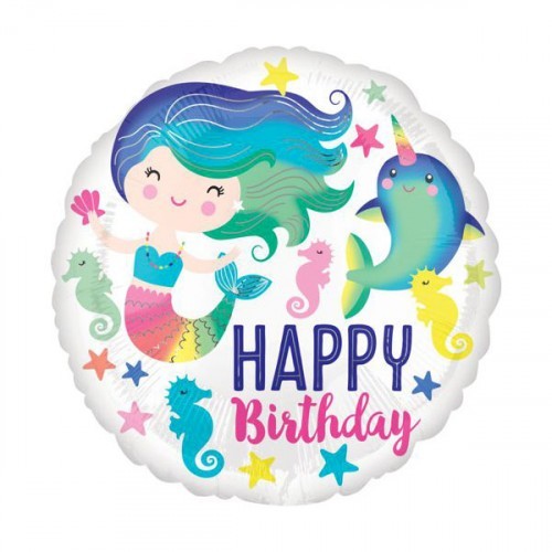 Palloncino mylar 18" Cm. 46 - Happy Birthday Mermaid