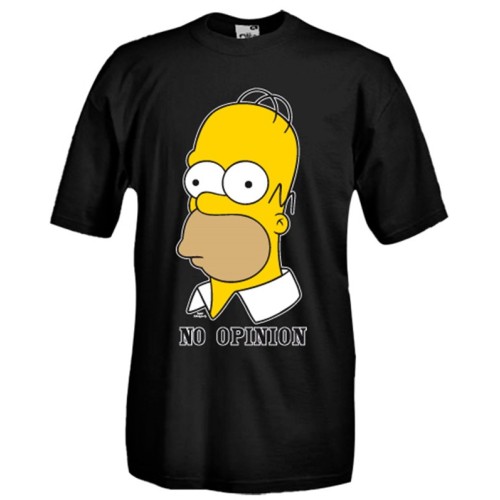 T-shirt Homer Simpson nera No Opinion - Tg. L
