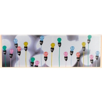 Quadro tela "Lampadine appese colorate" con led Cm. 90x30