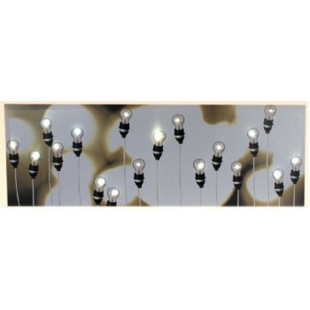 Quadro tela "Lampadine appese bianche" con led Cm. 90x30