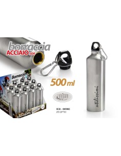 Borraccia alluminio con moschettone 500 ML. - Cromata