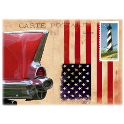 Quadro tela "Cartolina con fari auto" rosso Cm. 50x70