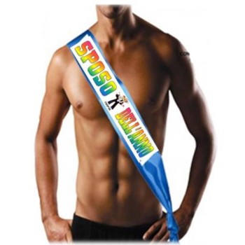 Fascia umoristica in tessuto con stampa colorata "Sposo dell'anno"