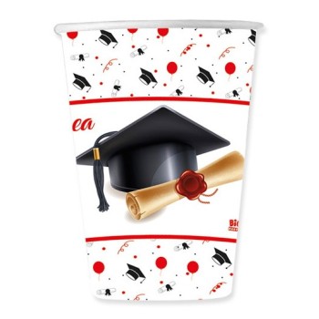 Bicchieri carta 200 cc. Laurea - Confezione 8 pezzi