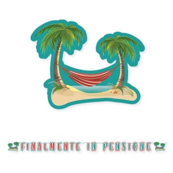 Festone scritta maxi Finalmente in pensione Cm. 600