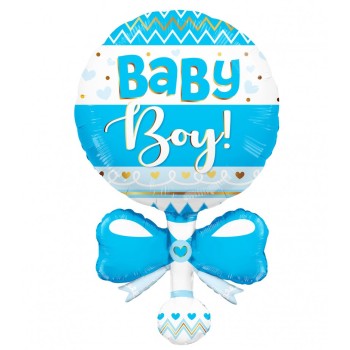Palloncino mylar Supershape 36" sonaglino Baby Boy