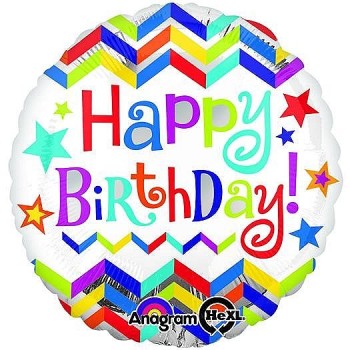 Palloncino mylar 18" Cm. 46 - Happy Birthday Zig Zag