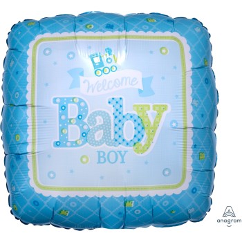 Palloncino mylar 18" Cm. 46 - Quadrato Welcome Baby Boy