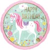 Palloncino mylar 18" Cm. 46 - Happy Birthday Unicorno