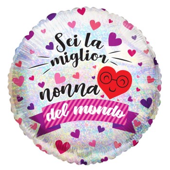 Palloncino mylar 18" Cm. 45 - Sei la miglior nonna del mondo