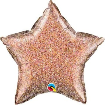 Palloncino mylar 20" Cm. - Stella glitterata Rosa Gold Qualatex
