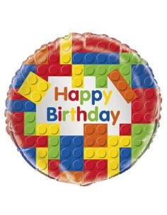 Palloncino mylar 18" Cm. 45 - Happy Birthday Building Qualatex