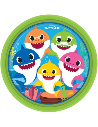 Piatti carta tondi Cm. 23 Baby Shark - Confezione 8 pezzi