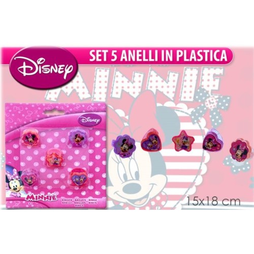 Set 5 anelli plastica Minnie