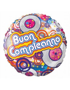Palloncino mylar 18" Cm. 45 - Buon Compleanno Disco