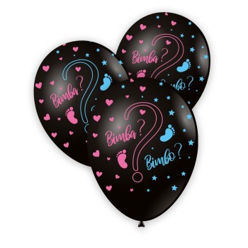 Palloncini lattice 12"/13" nero con stampa round Bimbo o Bimba? - Confezione 100 pezzi