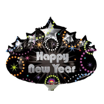 Palloncino mylar minishape sagomato Happy New Year - Blister 5 pezzi