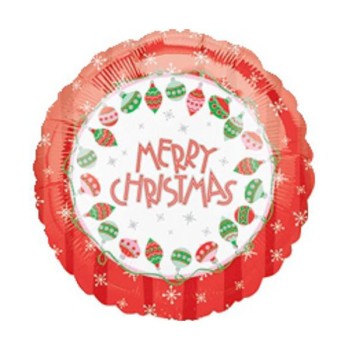 Palloncino mylar rotondo maxi 32" Cm. 81 - Merry Christmas rosso
