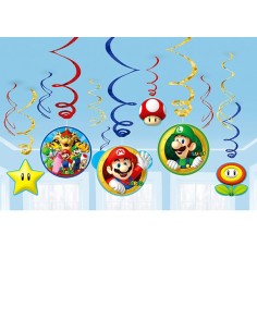 Festone decorativo swirls Super Mario - Blister 12 pezzi
