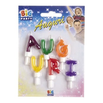 Candeline per torta scritta Auguri Multicolor Cm. 5