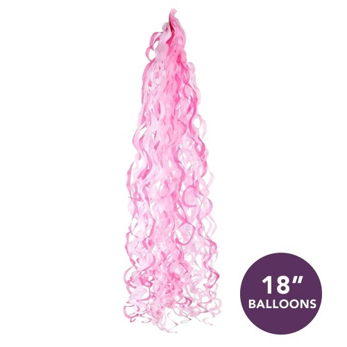 Frangia coda per palloncini 18" - Pastello Rosa e Bianco